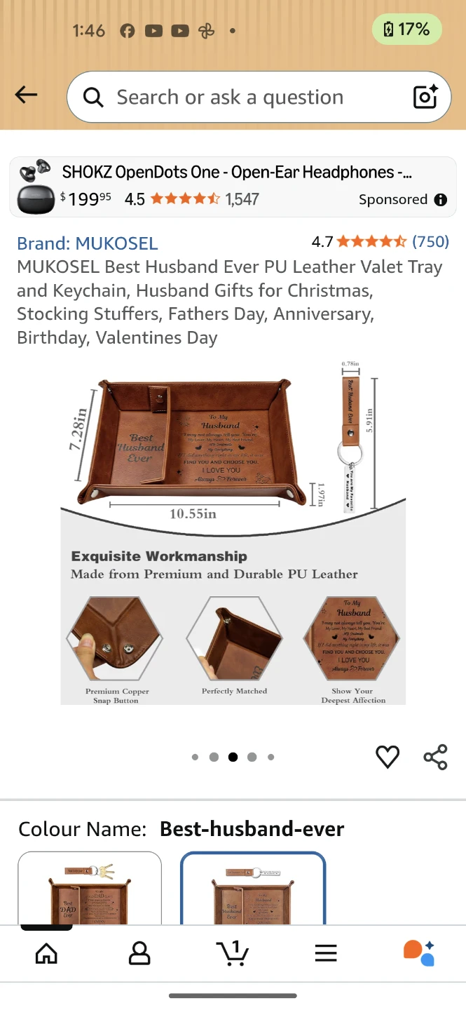MUKOSEL Best Husband Ever PU Leather Valet Tray and Keychain - photo 3