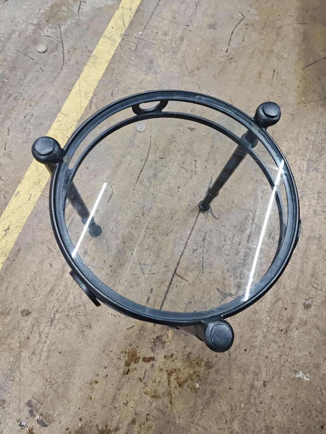 Round Black Metal Side Table with Glass Top - photo 2