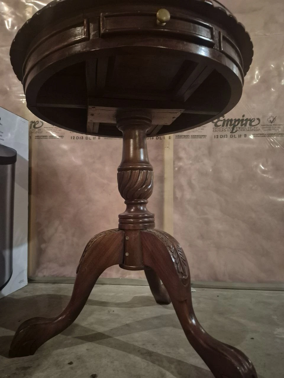 Vintage Wooden Side Table with Glass Top - photo 3