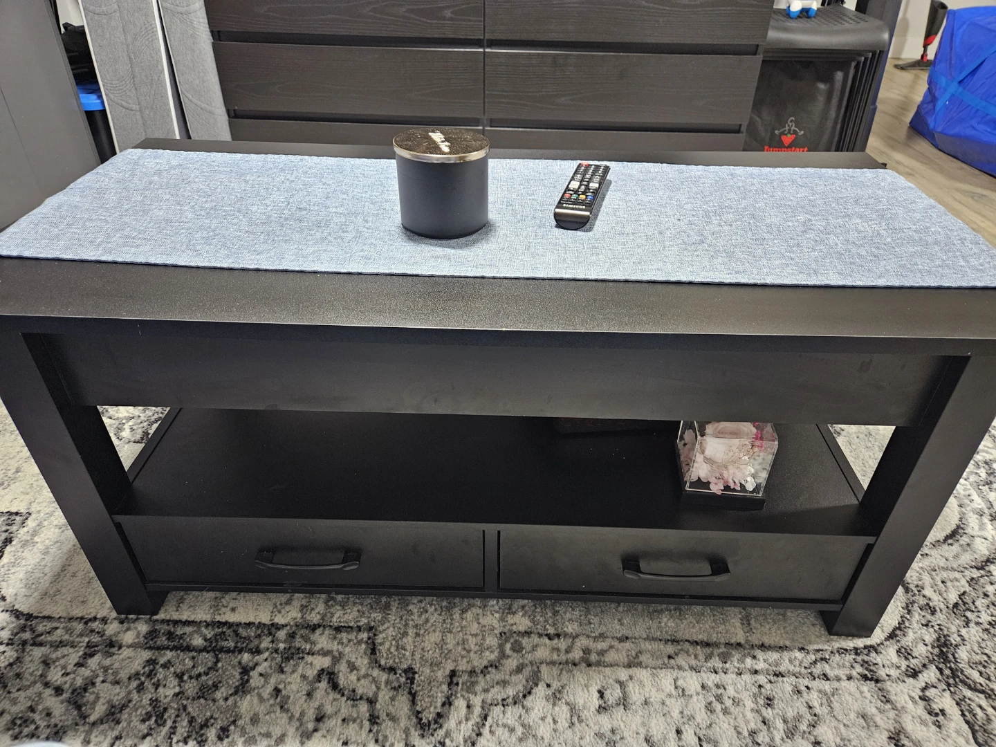 Black Lift Top Coffee Table with Storage - photo 2