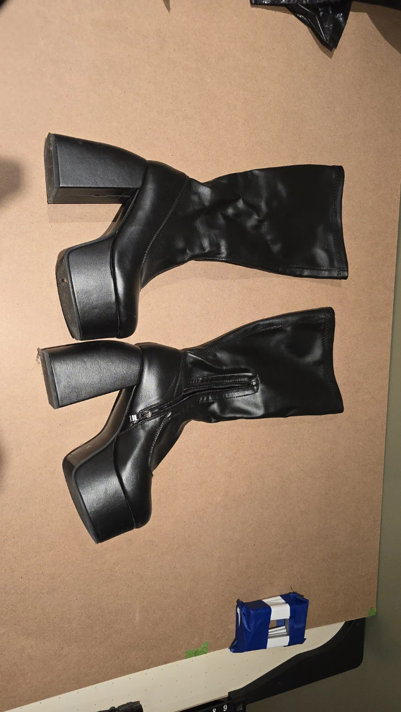 Black Platform Knee-High Boots Size 39