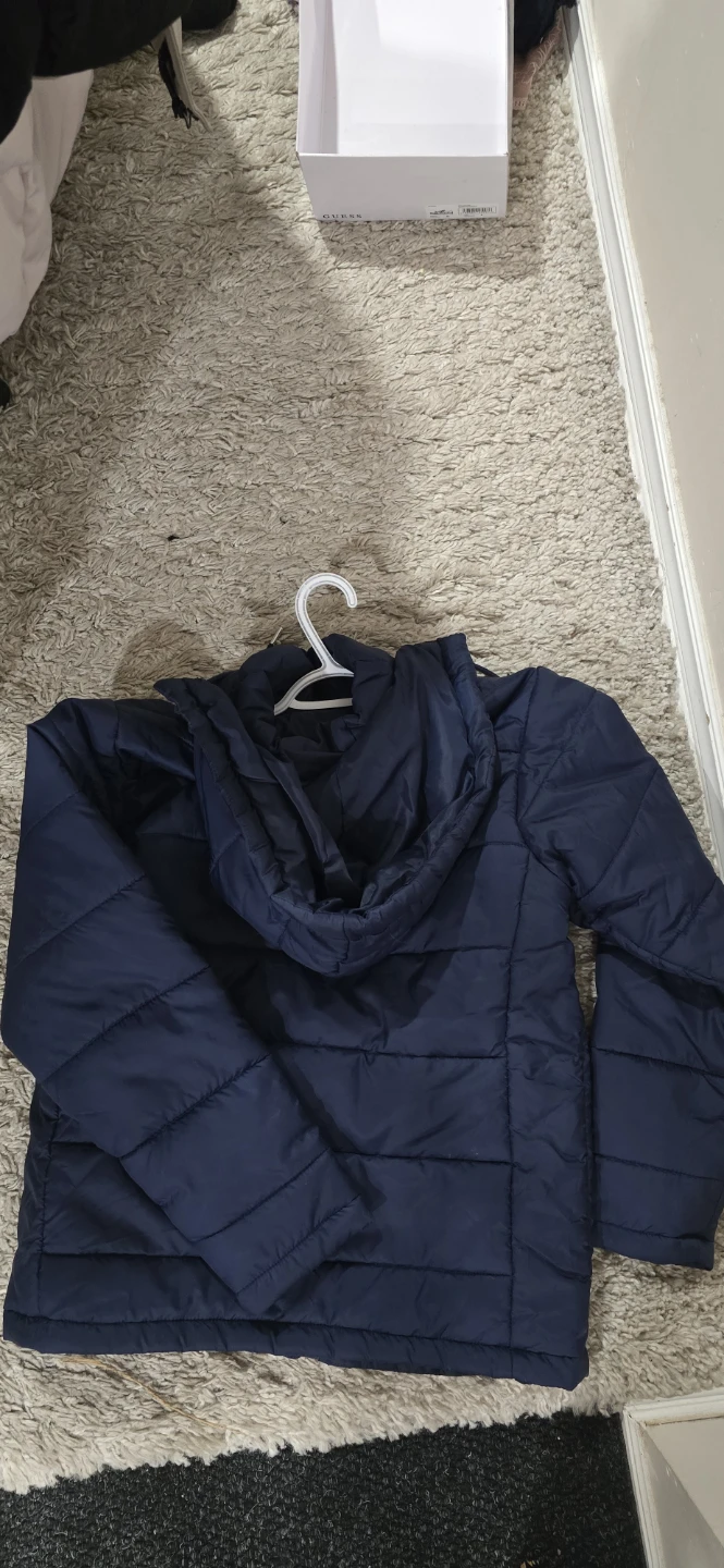 Navy Blue Puffer Jacket with Hood - photo 2