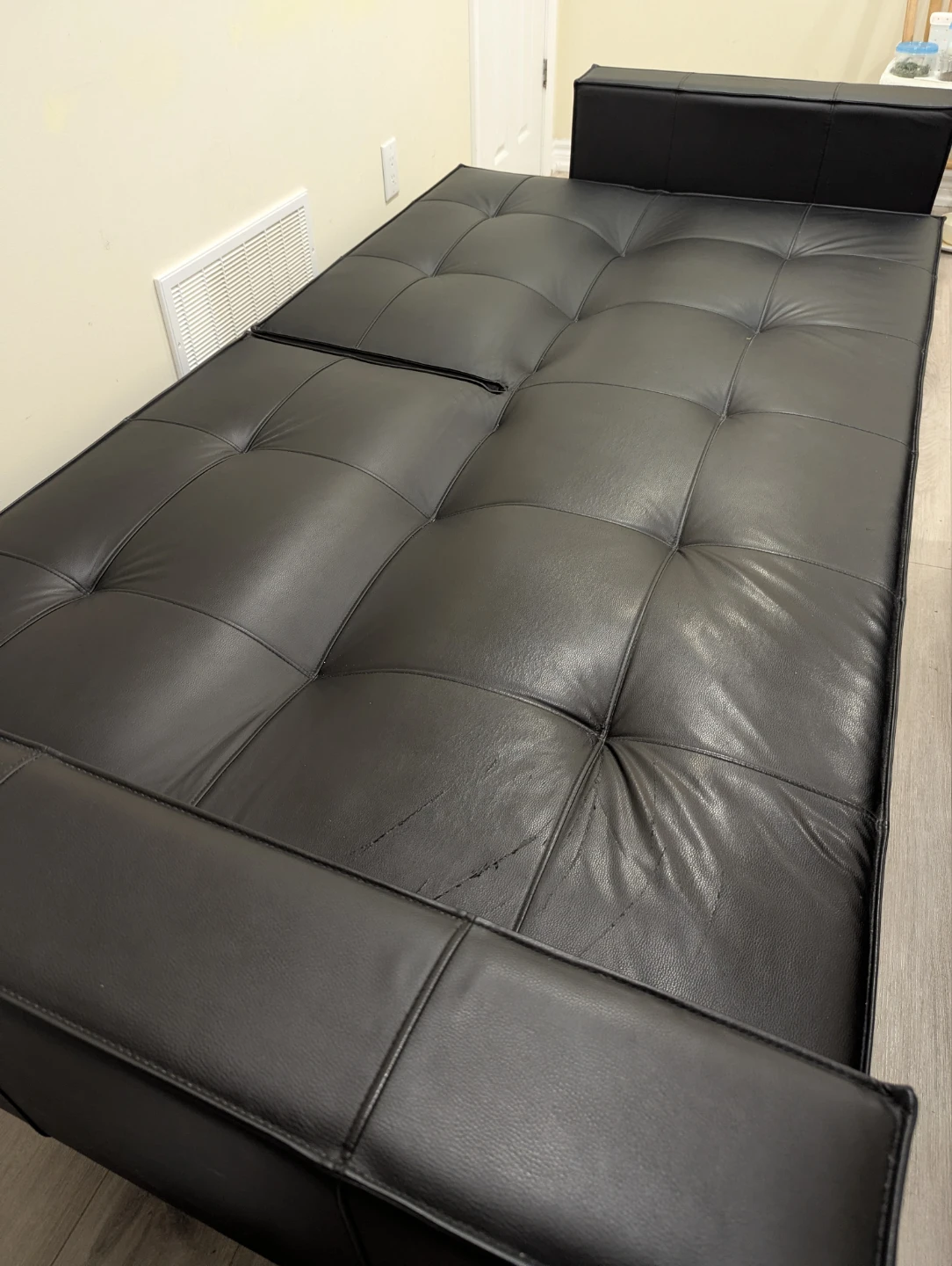 Black Faux Leather Futon Sofa Bed
