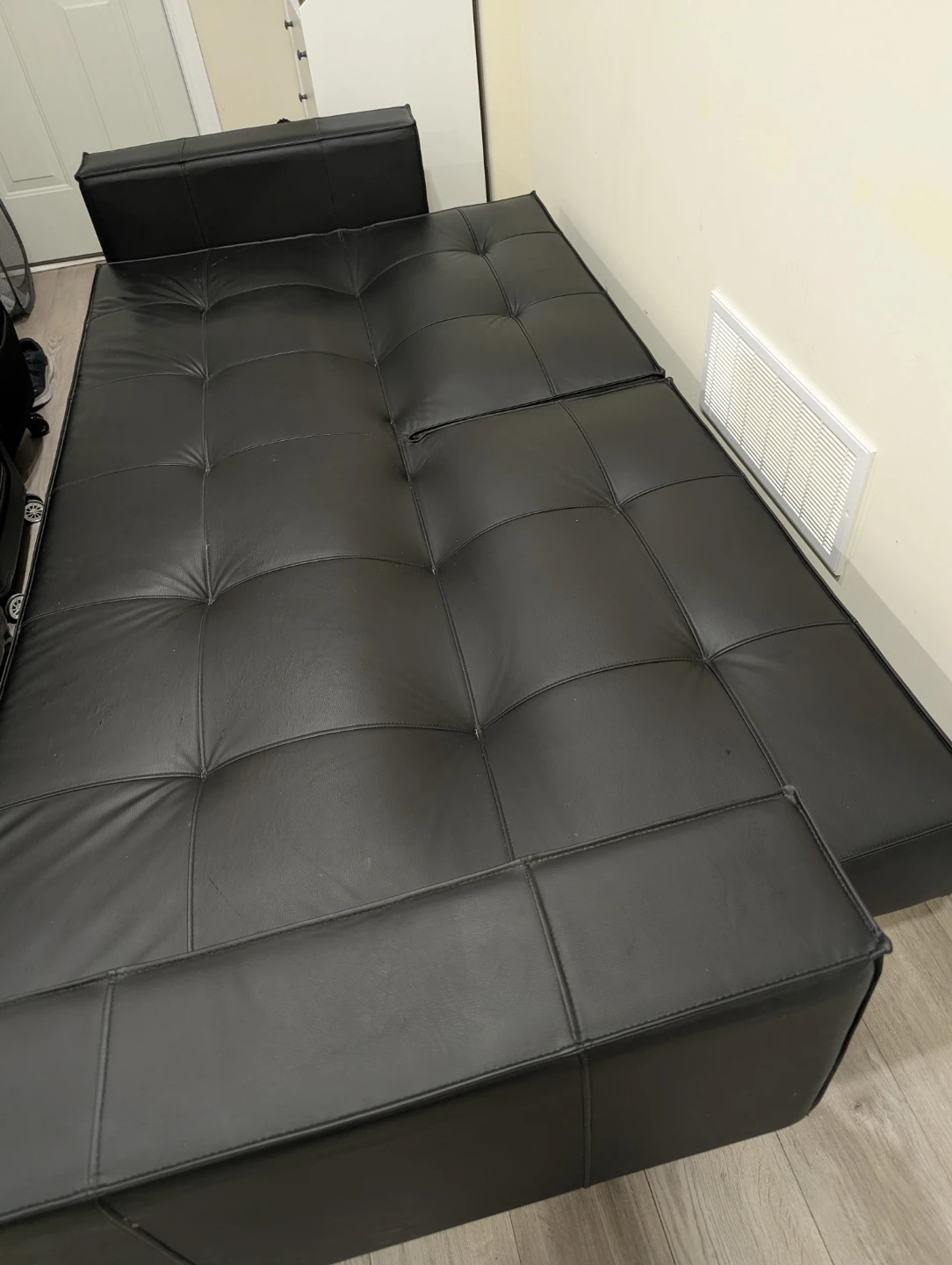 Black Faux Leather Futon Sofa Bed - photo 2