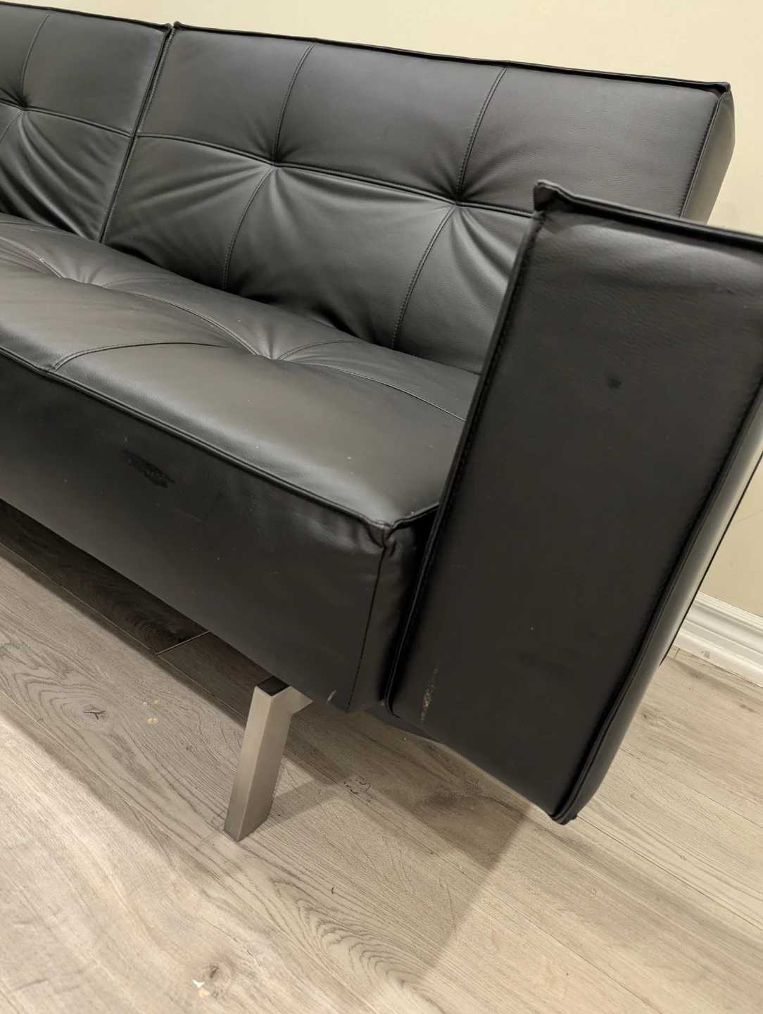 Black Faux Leather Futon Sofa Bed - photo 5
