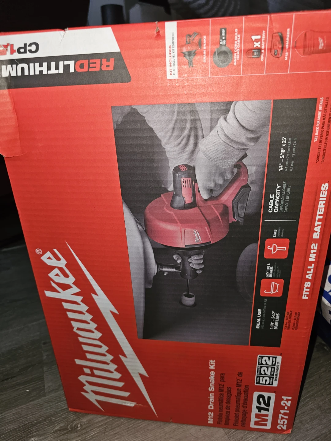 Milwaukee M12 Drain Snake Kit with 5 Ah Battery and Charger - photo 2