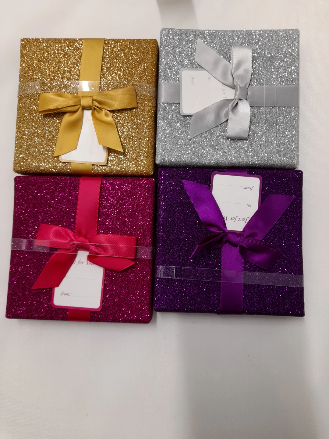 Set of 4 Glitter Card Gift Boxes