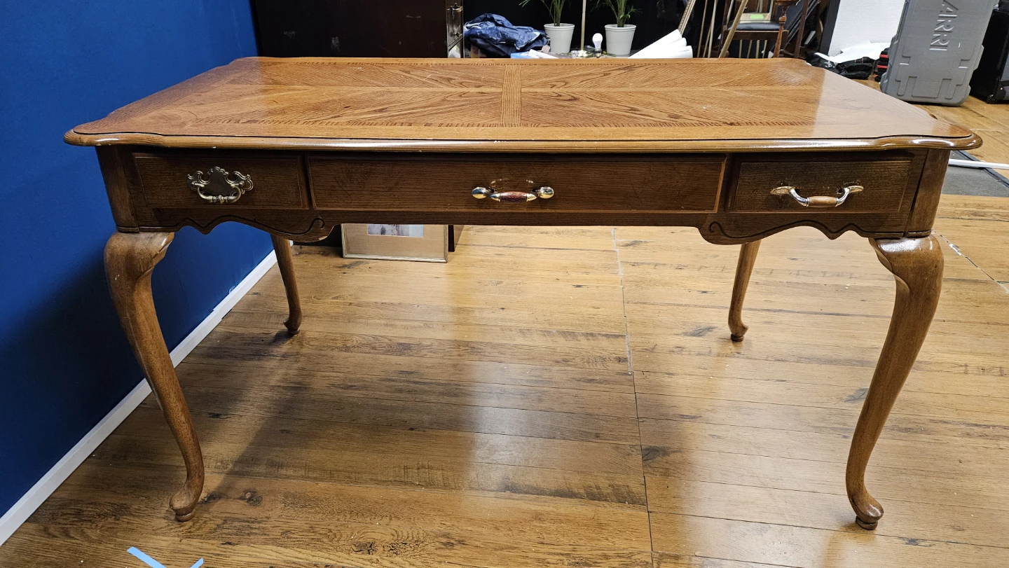 Vintage Wood Desk with Drawers