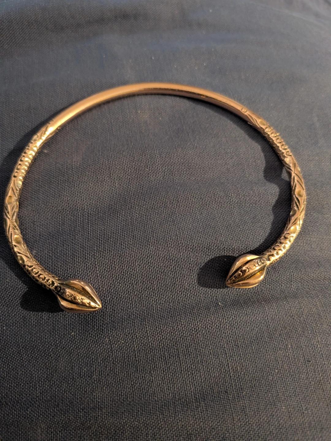 10k Indian Gold Snake Head Cuff Bracelet