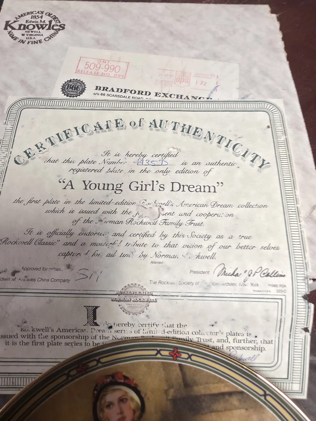 Norman Rockwell "A Young Girl's Dream" Collector Plate - photo 2