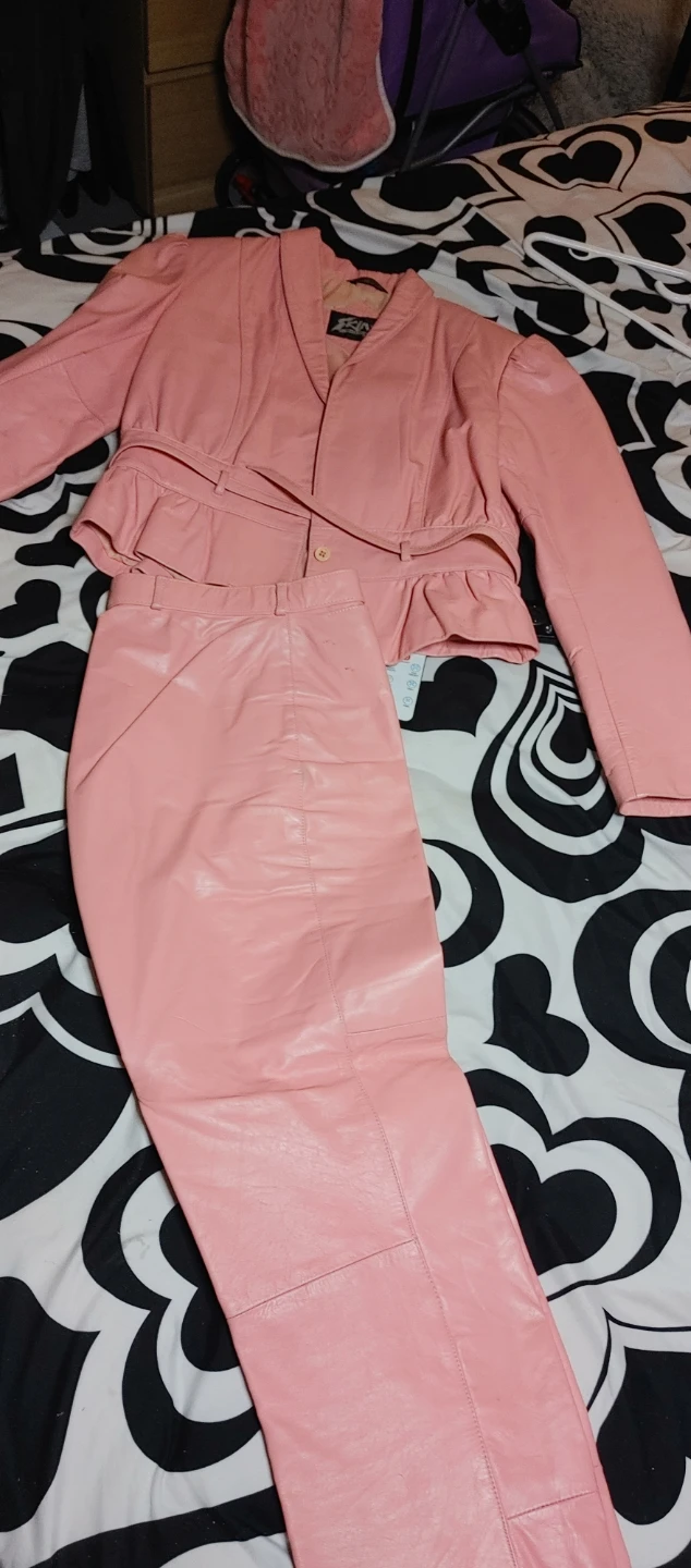 Pink Leather Jacket and Pants Set by Woolskins - Size 10 - photo 2