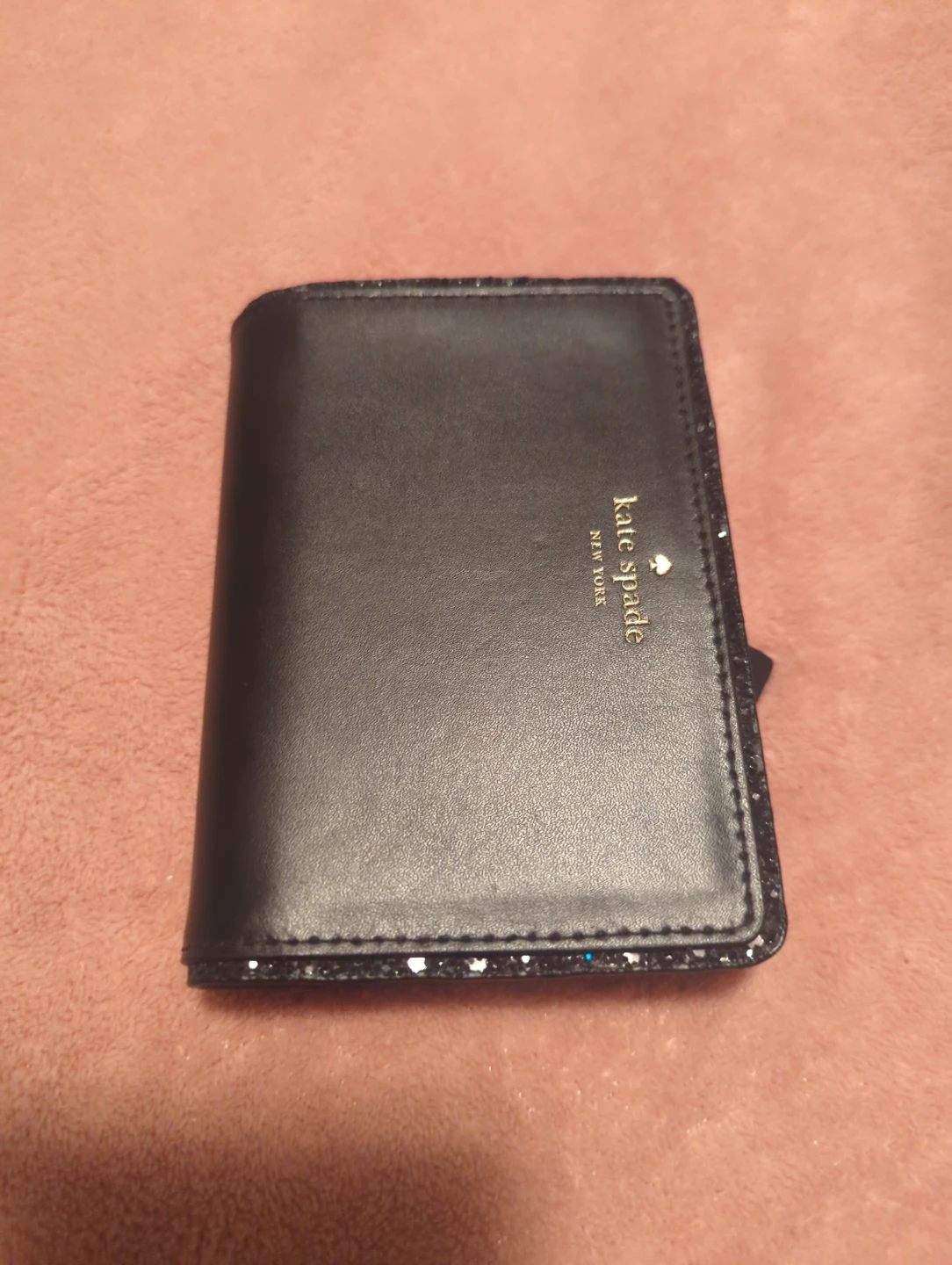 Kate Spade Black Glitter Accent Bifold Wallet
