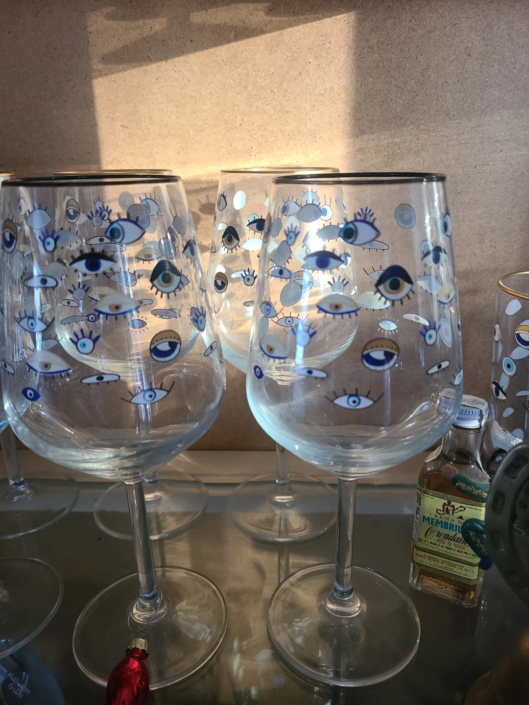 Set of 8 Eye-Decorated Wine Glasses