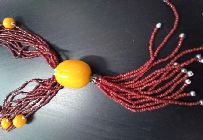 Layered Beaded Necklace with Yellow Accent Beads - photo 3