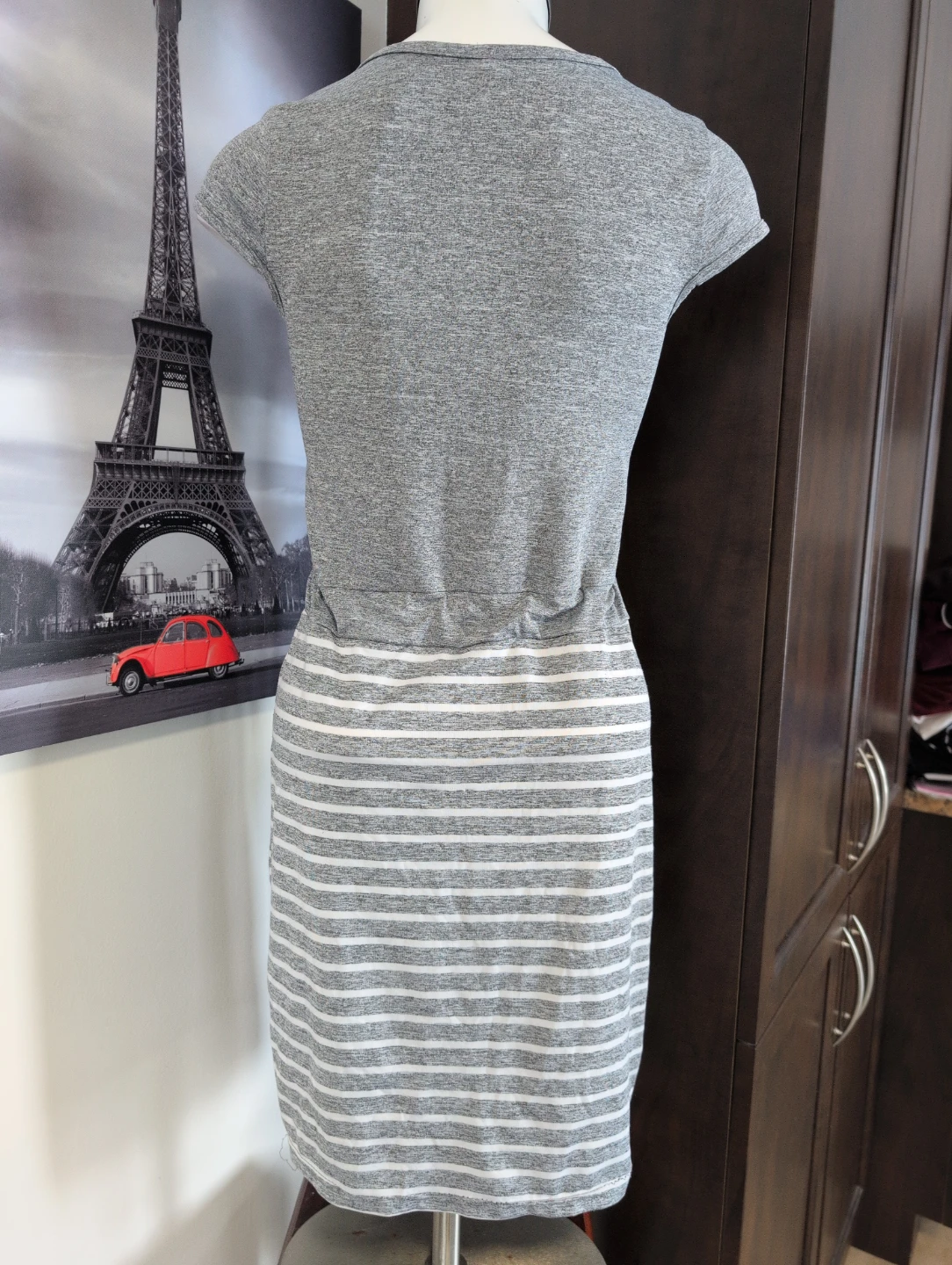 Grey Marled Knit Dress with Embellished Logo and Stripes - photo 5