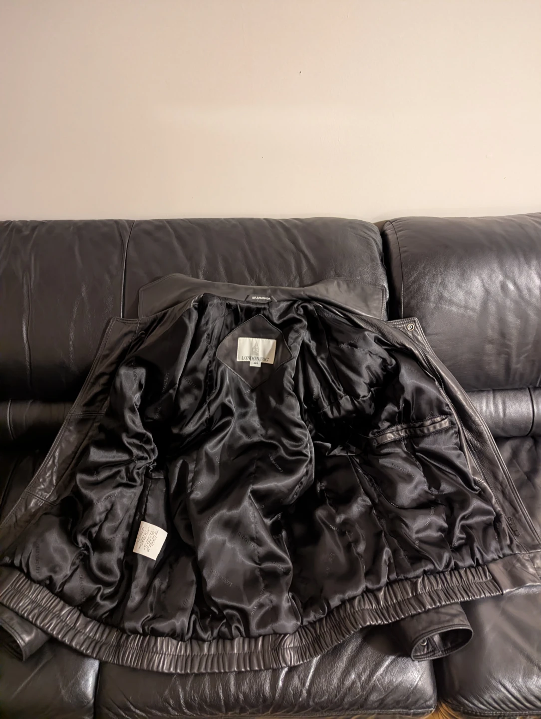 Men's London Fog Black Leather Jacket 42R - photo 3