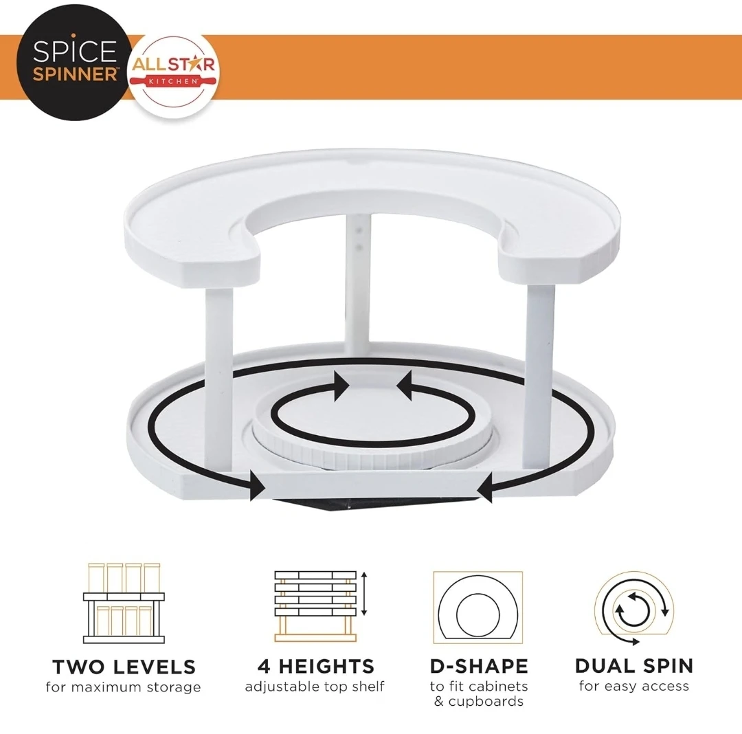 Spice Spinner Allstar Kitchen 2-Tier Turntable Organizer
