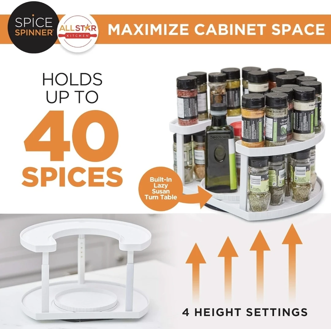 Spice Spinner Allstar Kitchen 2-Tier Turntable Organizer - photo 4