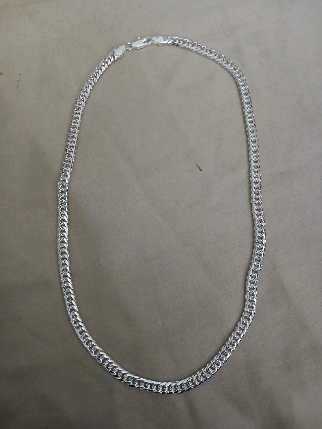 925 Silver Plated White Copper Cuban Chain Link Necklace