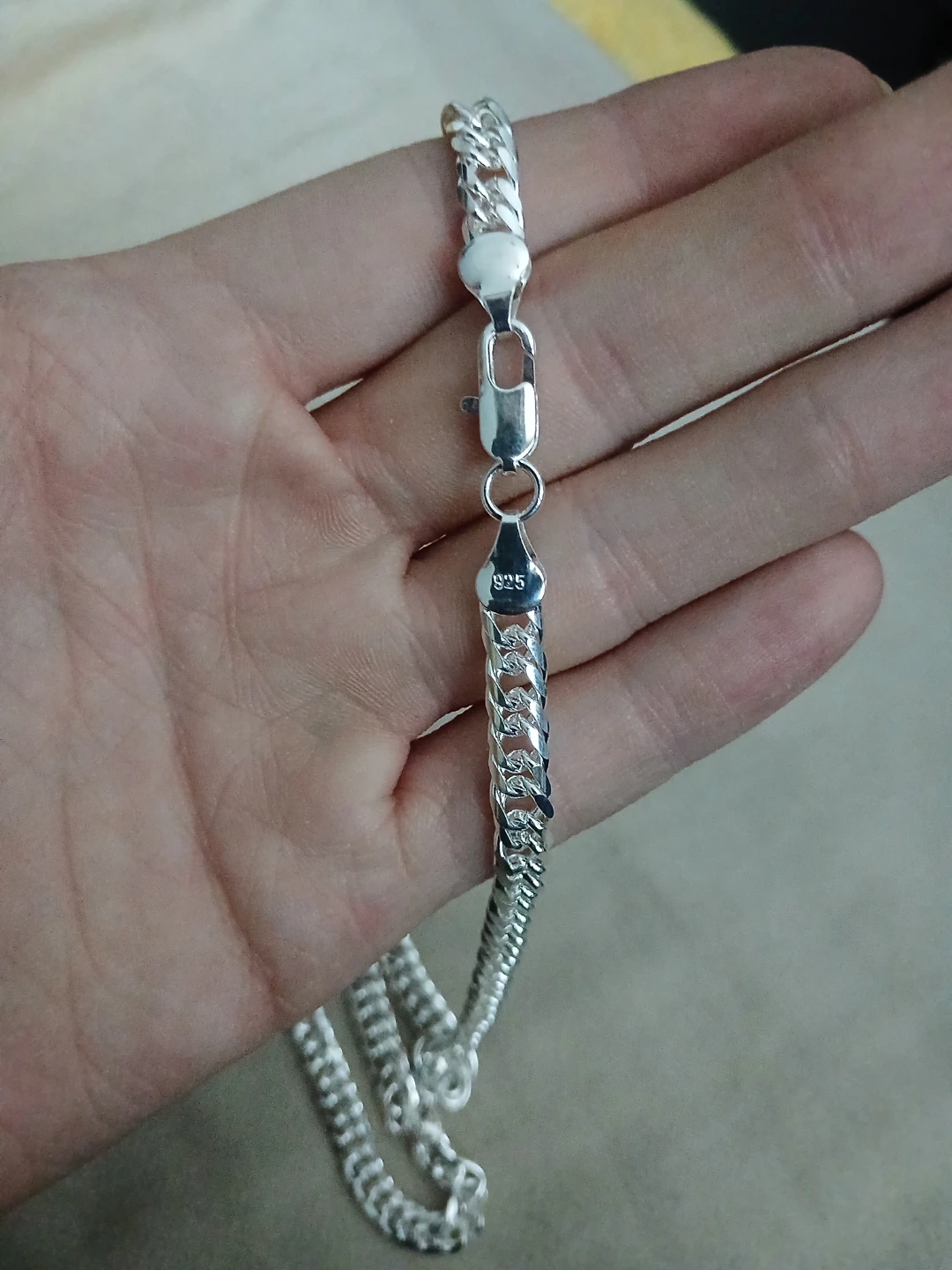 925 Silver Plated White Copper Cuban Chain Link Necklace - photo 4