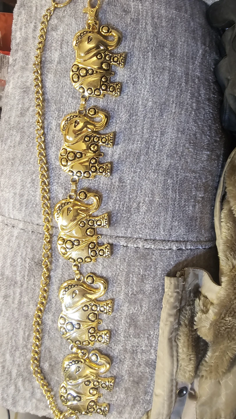 Gold Tone Elephant Chain Belt
