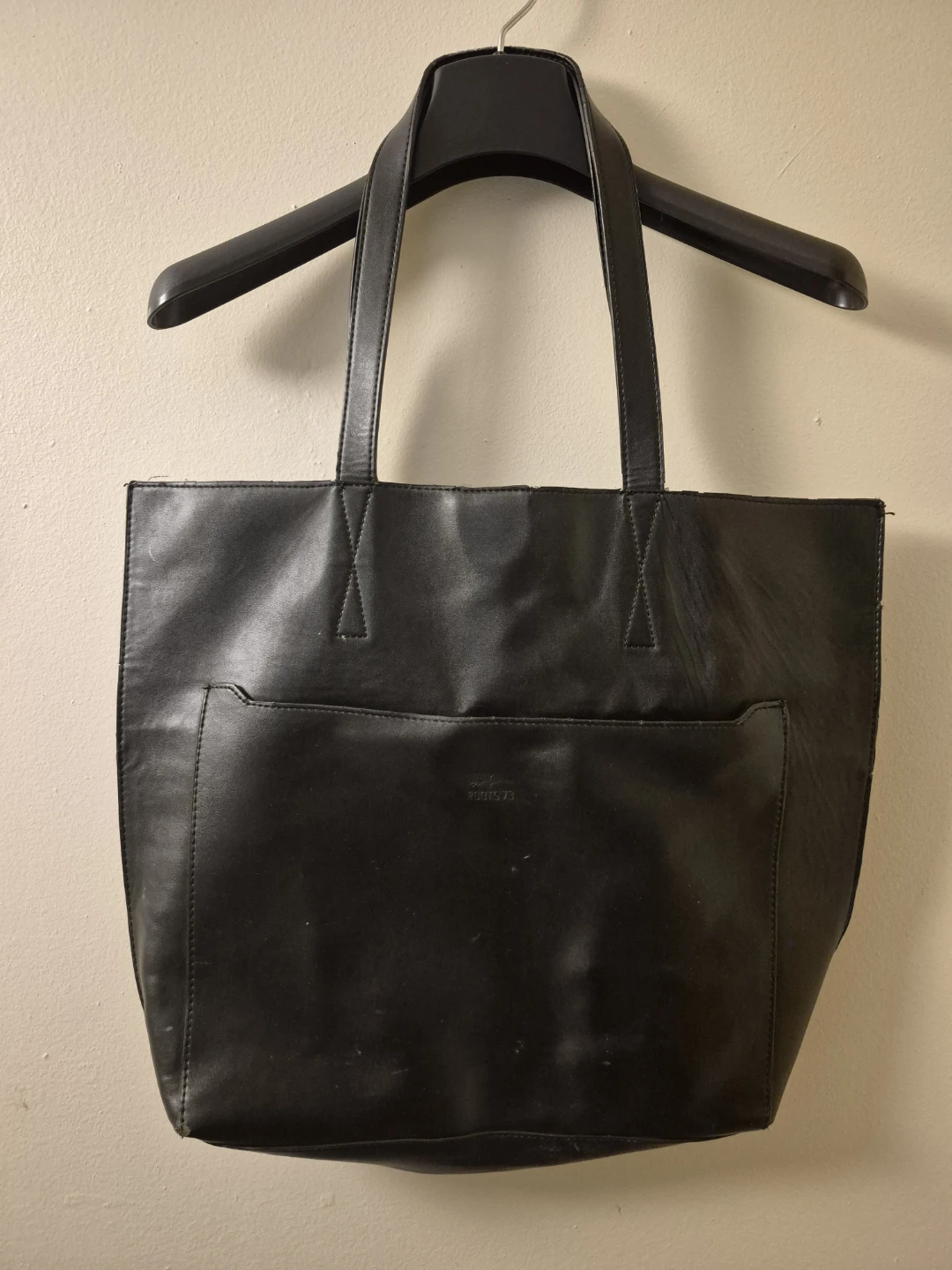 Black Faux Leather Tote Bag