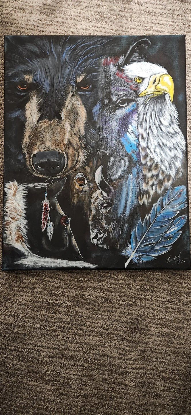 Bear,Wolf, Eagel,Horse , Buffalo art on canvas - photo 2