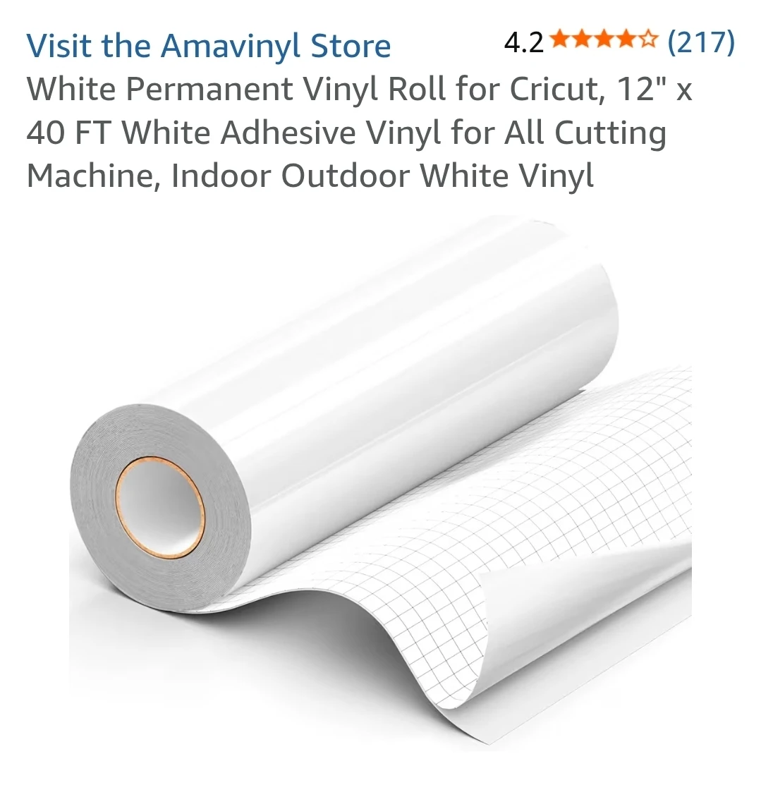 White Permanent Adhesive Vinyl Roll - 12" x 40 FT