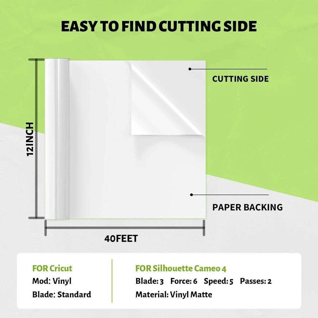 White Permanent Adhesive Vinyl Roll - 12" x 40 FT - photo 2