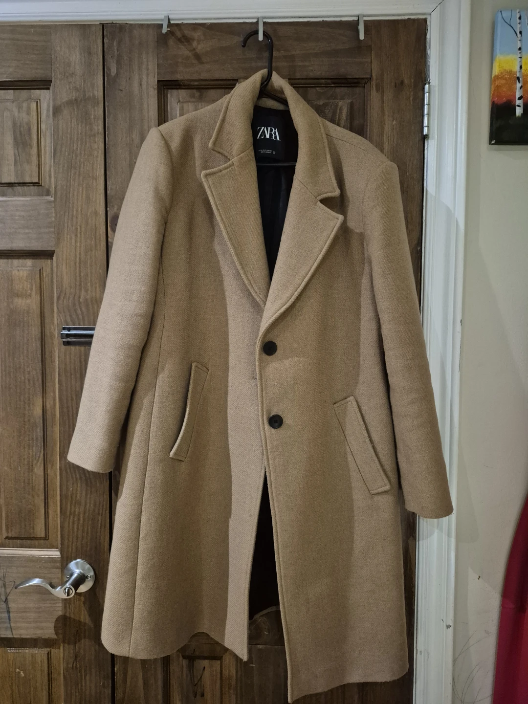 Zara woman's  Camel Wool Blend Topcoat - Size XL