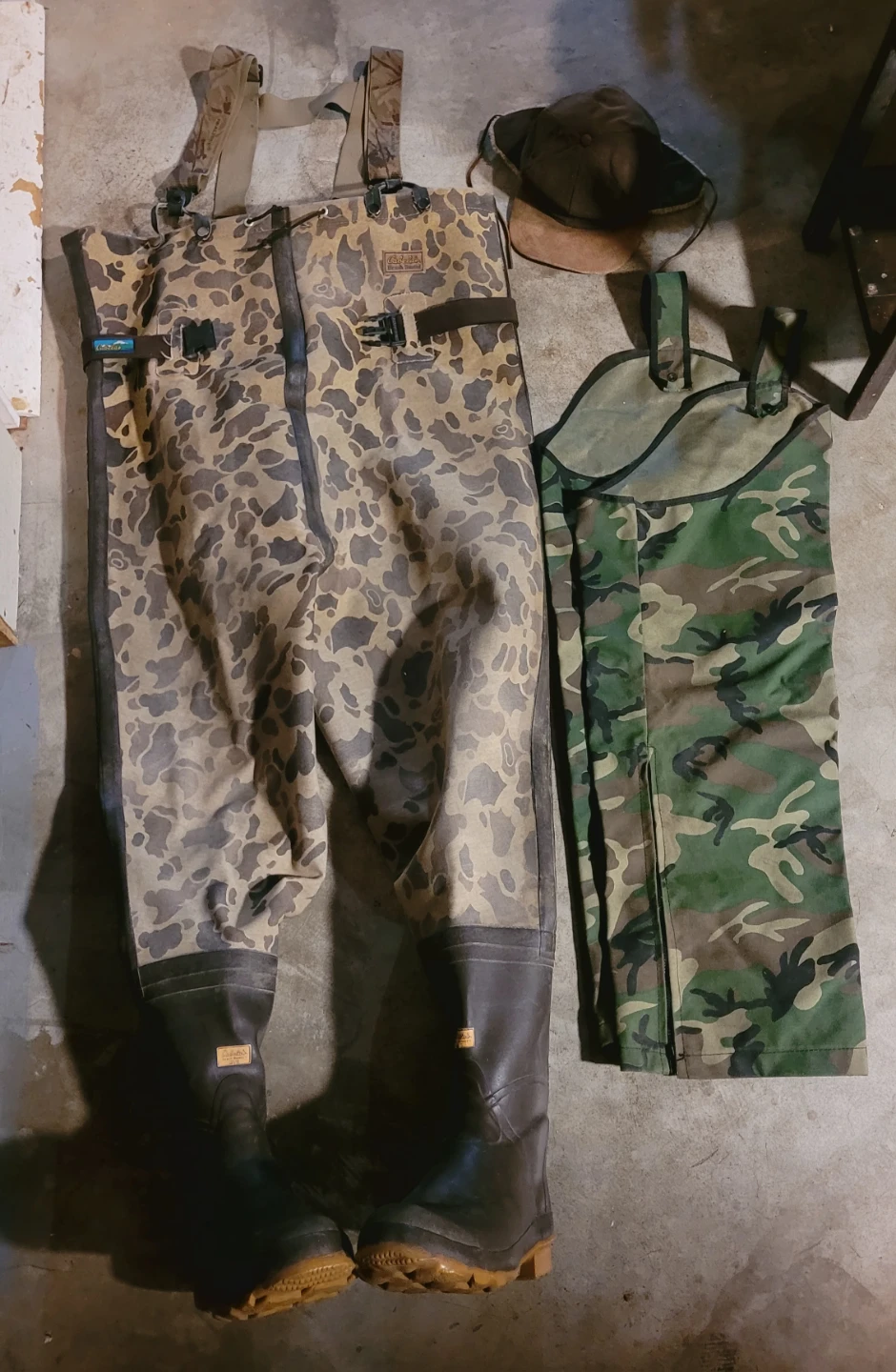 Cabelas Waders, Chaps, & Outback Hunting Hat