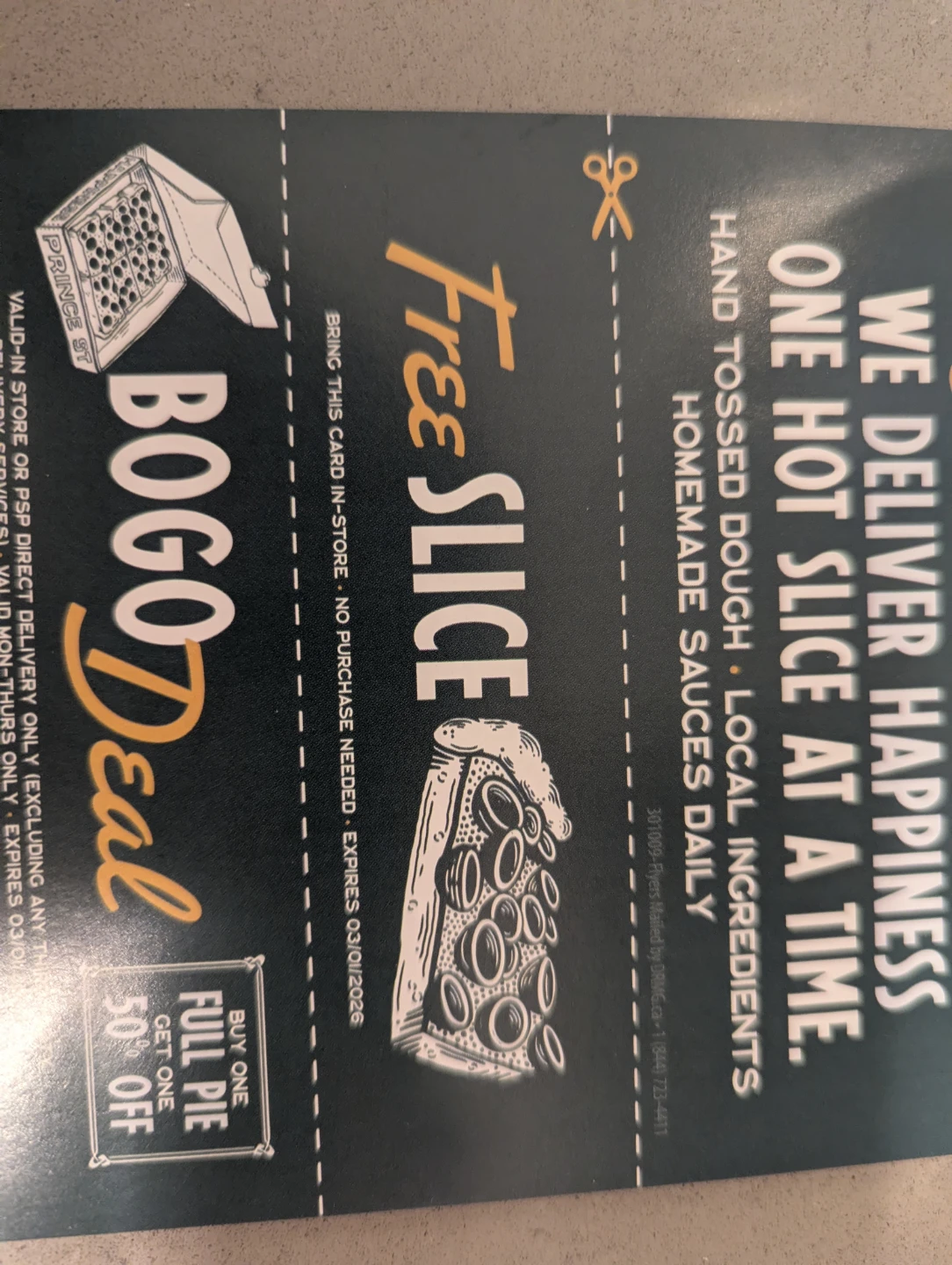 Prince St.Pizza: Free Slice no purchase required
