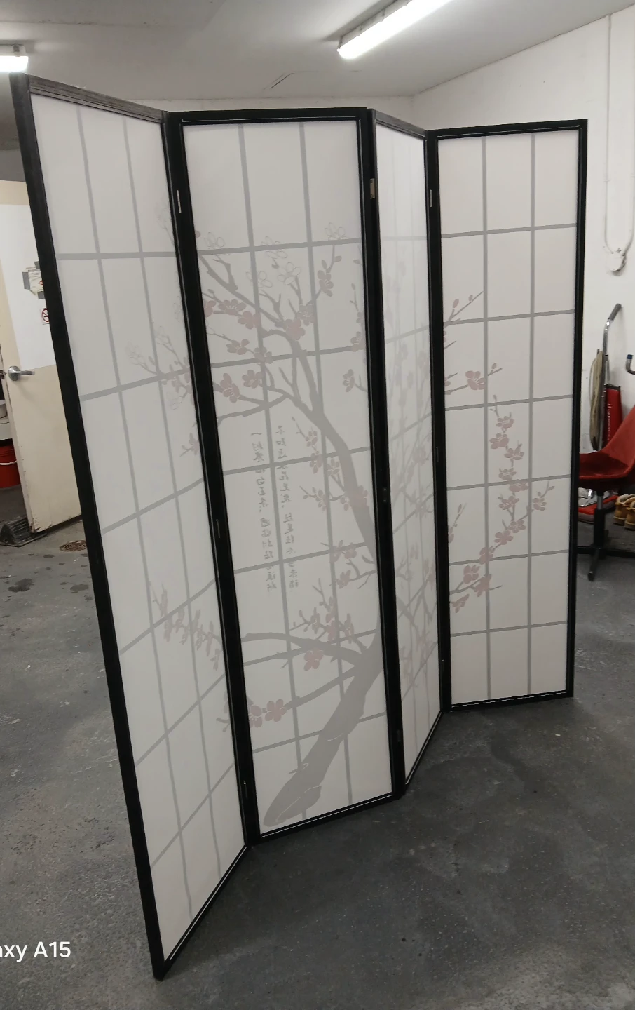 4-Panel Shoji Screen Divider with Cherry Blossom Design