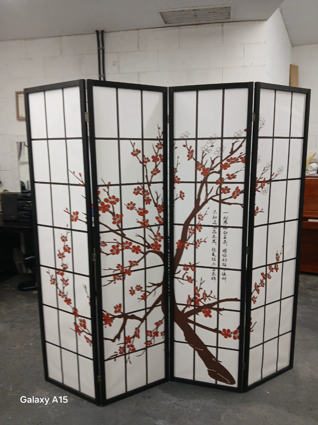 4-Panel Shoji Screen Divider with Cherry Blossom Design - photo 2