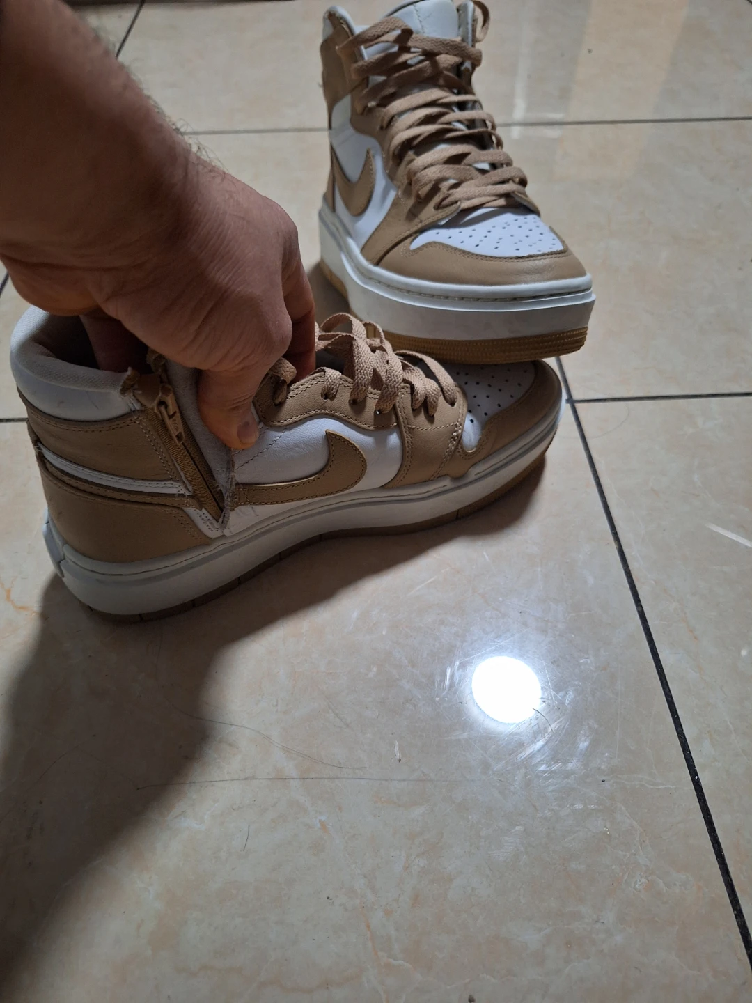 Nike Air Jordan 1 Mid SE Light Tan White Sneakers - photo 2