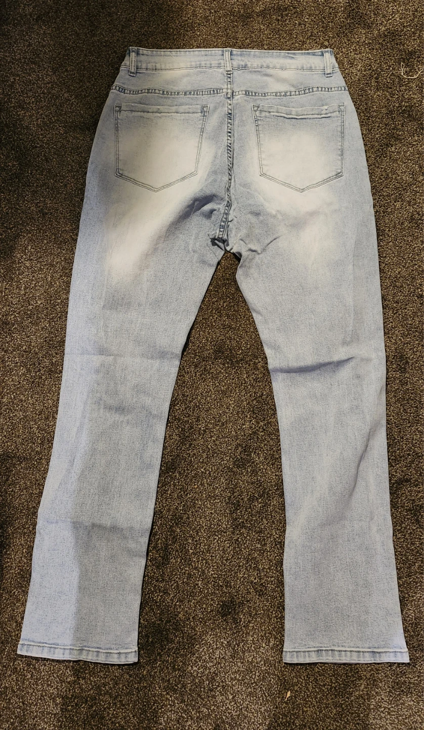Light Wash Distressed Denim Jeans - photo 2