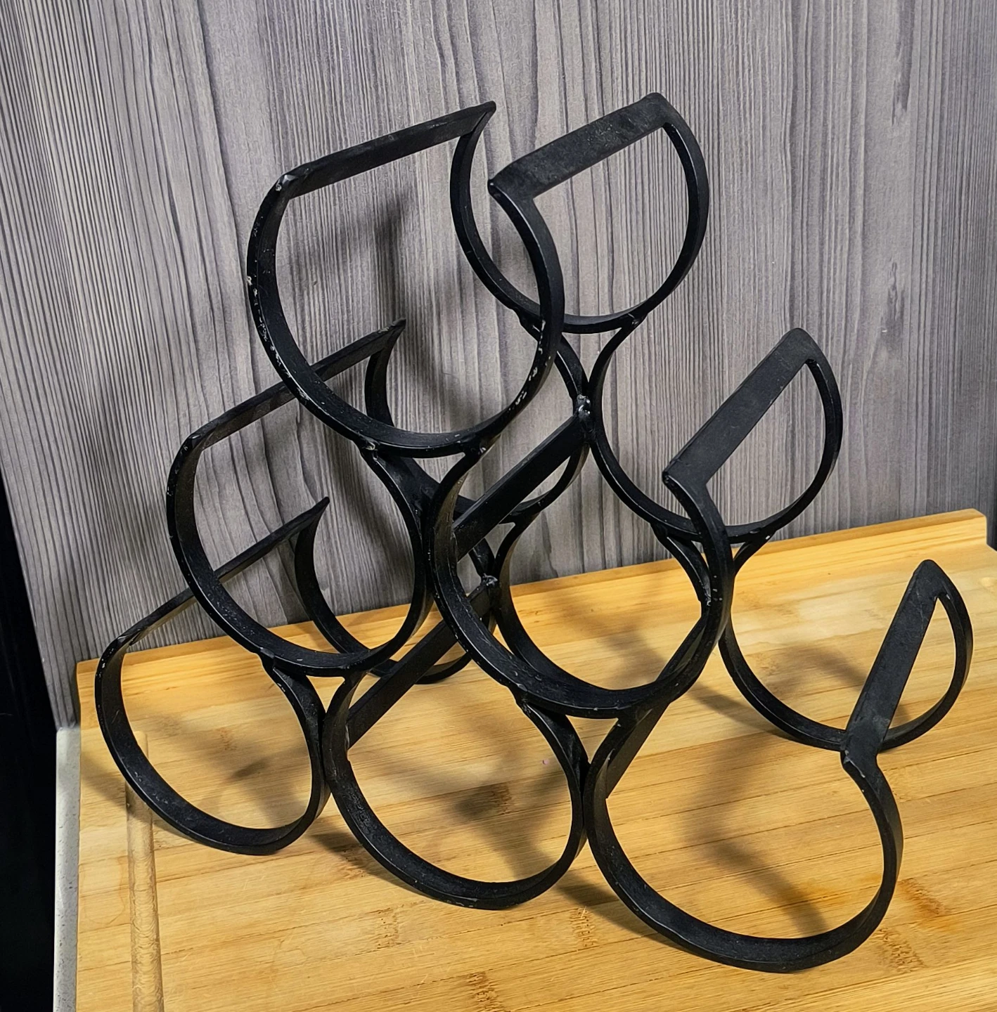Black Metal Wine Rack (Holds 6 Bottles) - photo 2