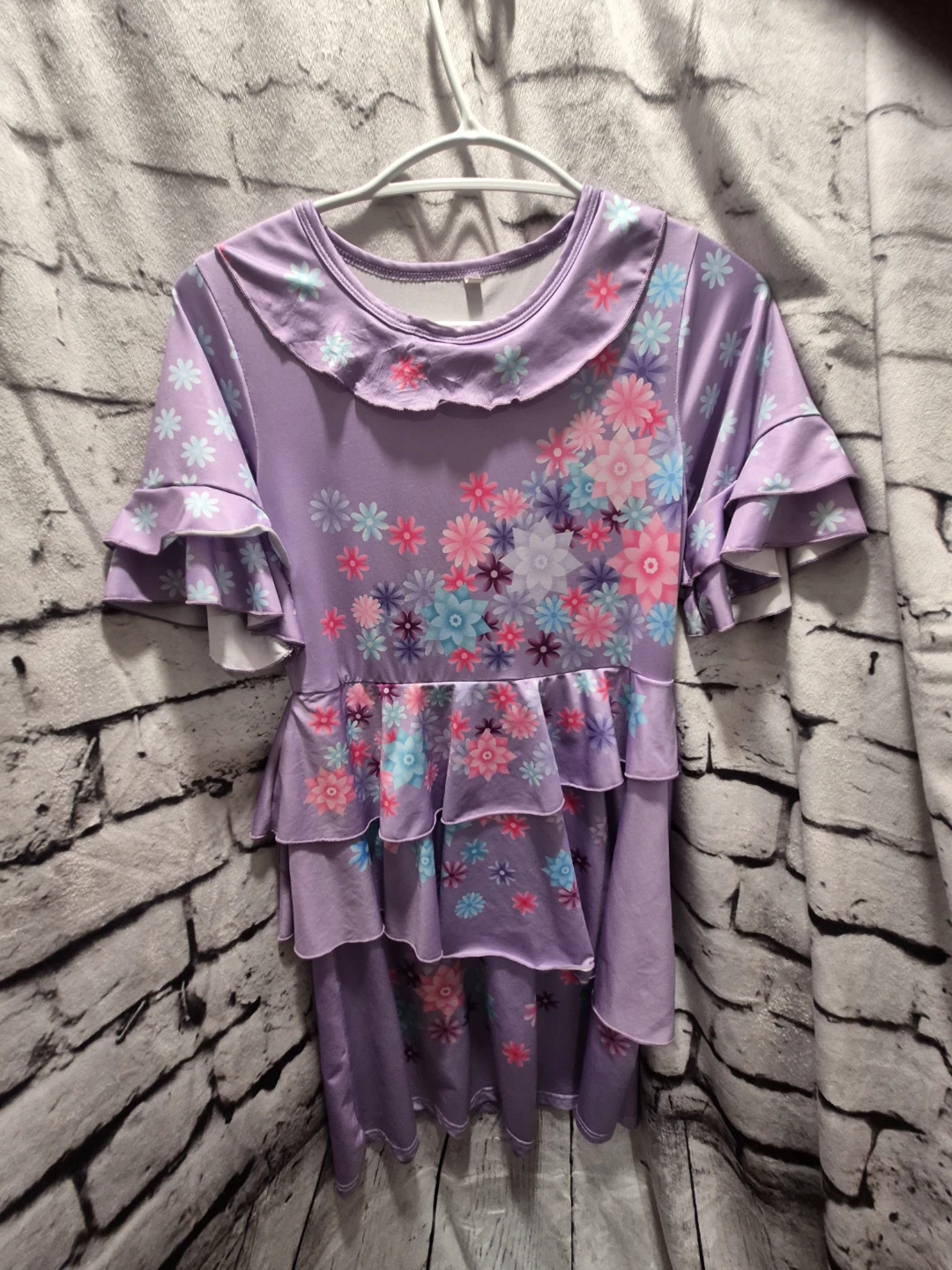 Purple Floral Ruffled Dress