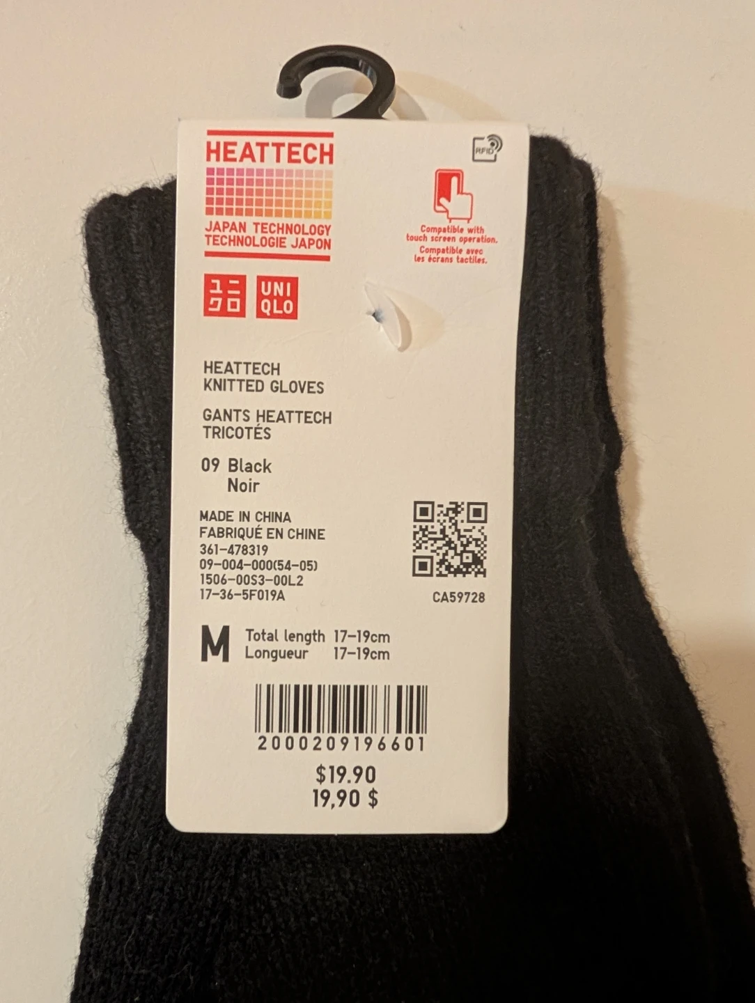 UNIQLO HEATTECH Knitted Gloves - Black, Size M - photo 2