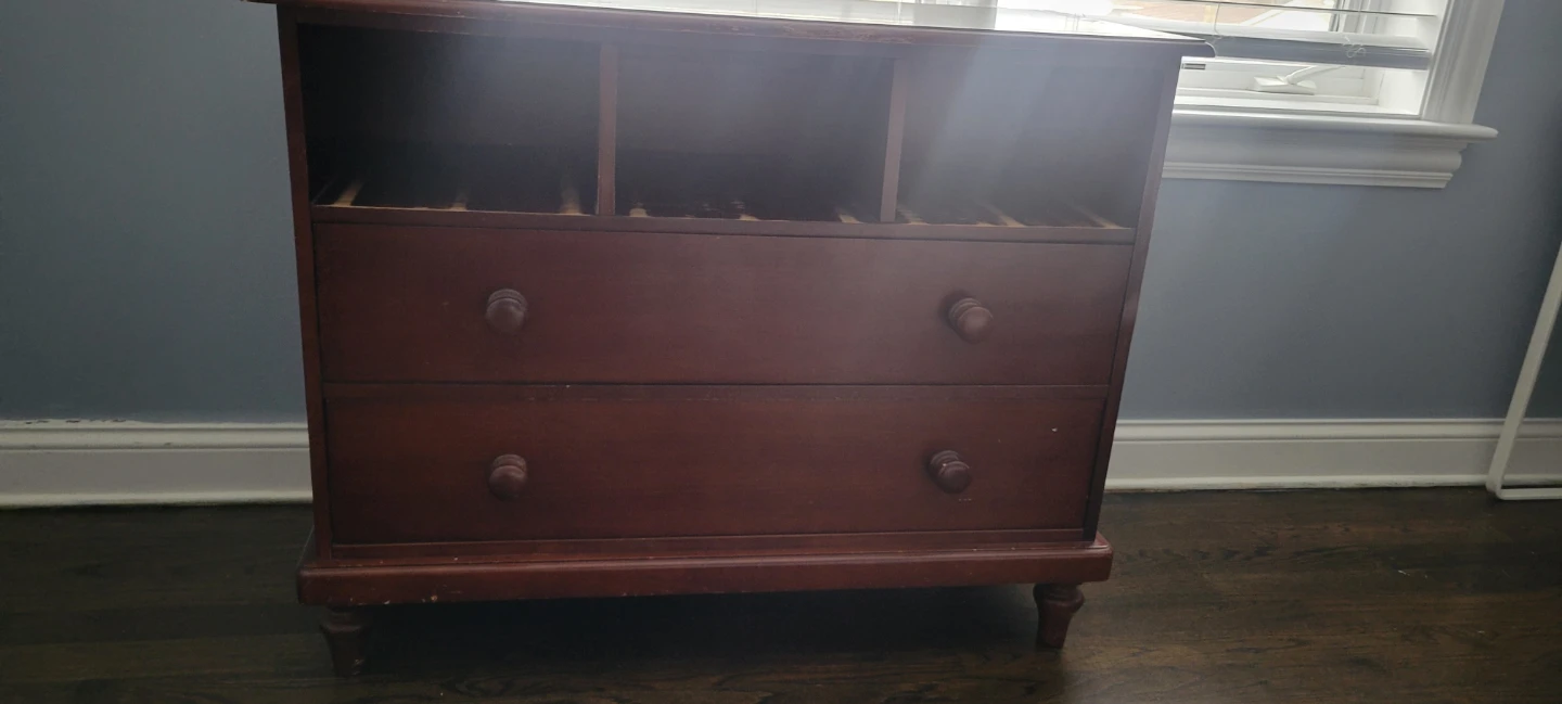 Wooden Dresser with 3 Open Shelves and 2 Drawers - photo 2