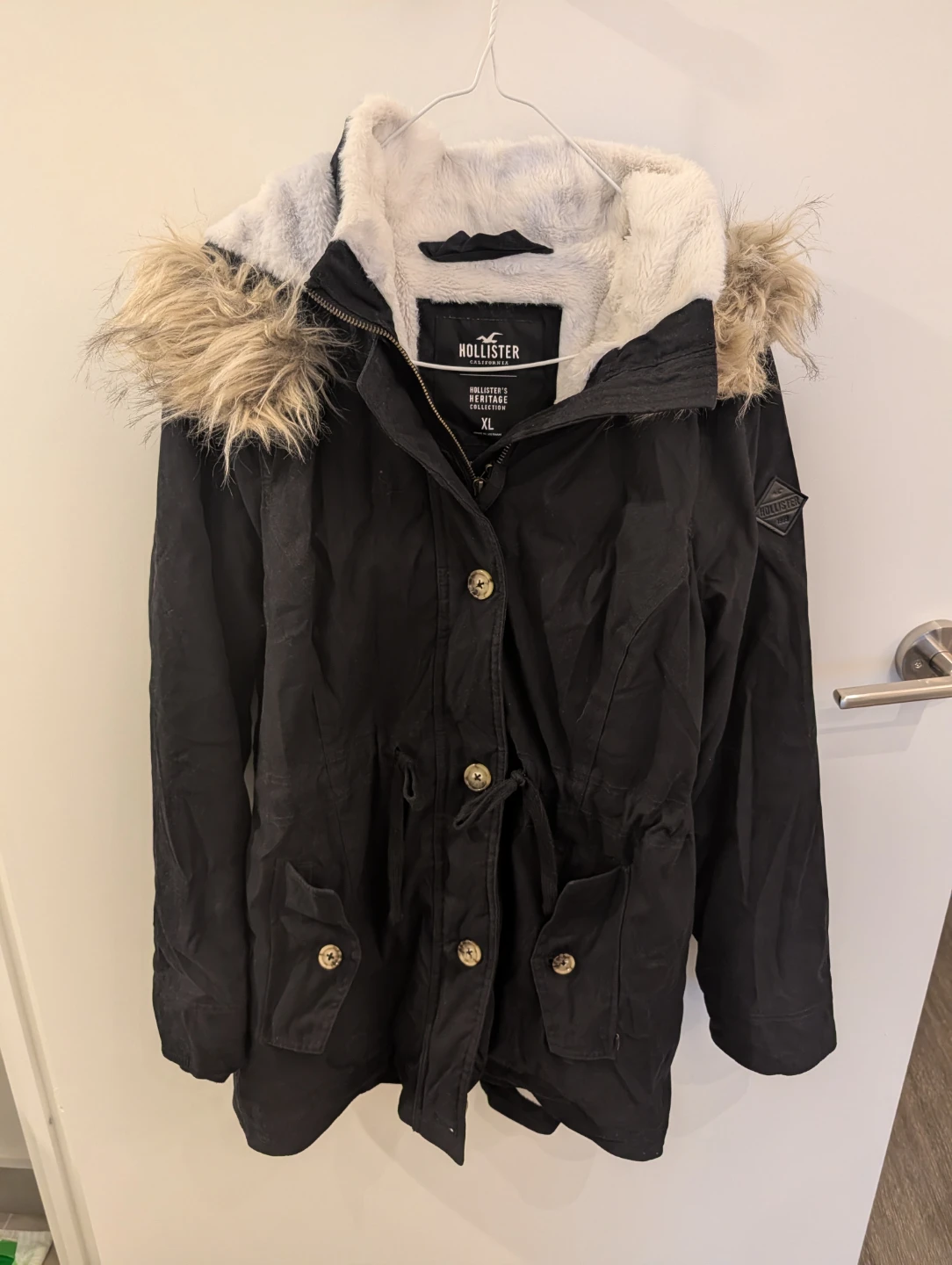 Hollister Women's Black Parka Jacket XL