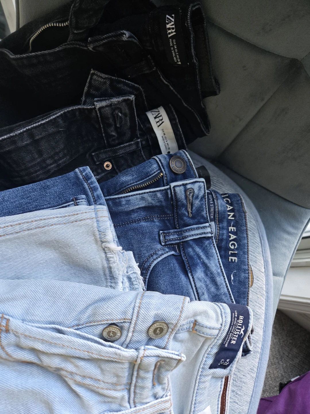 $10 three Women's Jeans (2 Zara, 1 American Eagle)
