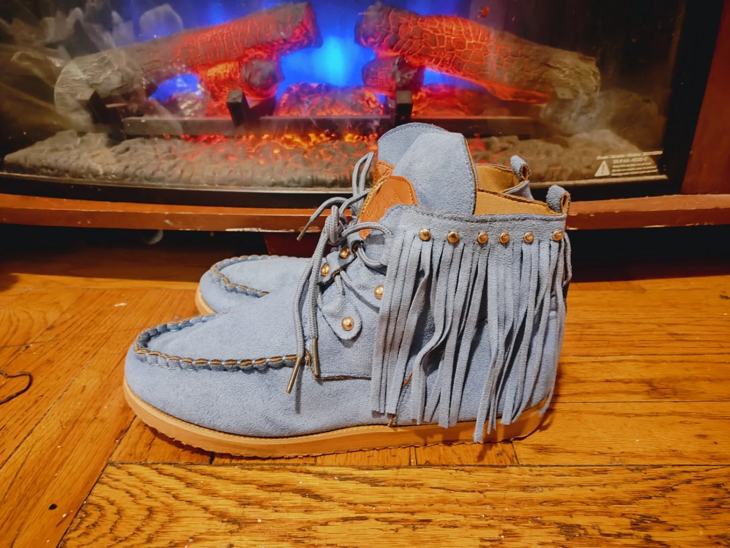 🏆 foe Suede Moccasin Boots - Light Blue size 41 - photo 2