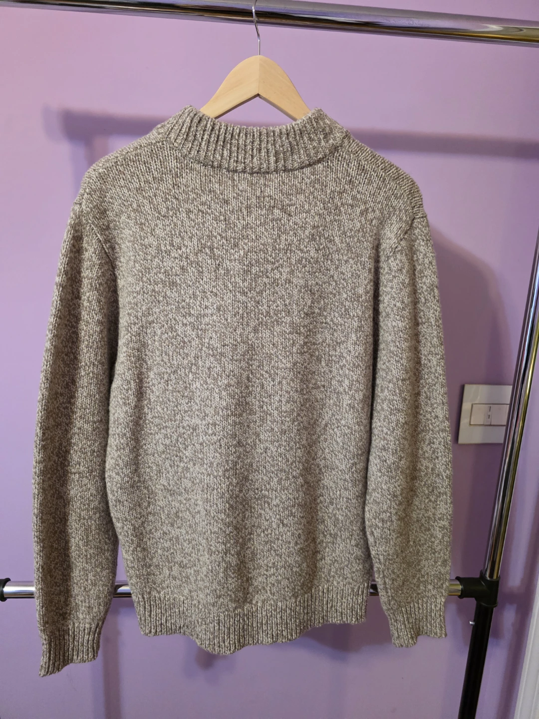 L.L.Bean 100% Lambswool Henley Sweater - M-REG - Natural - photo 2