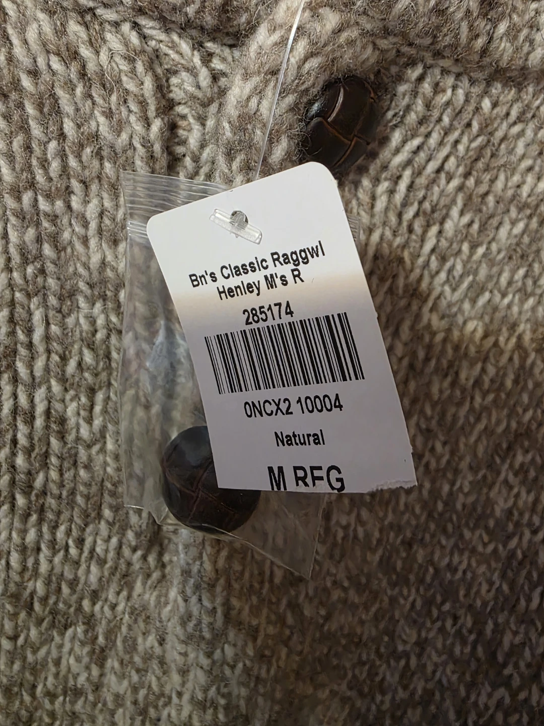 L.L.Bean 100% Lambswool Henley Sweater - M-REG - Natural - photo 3