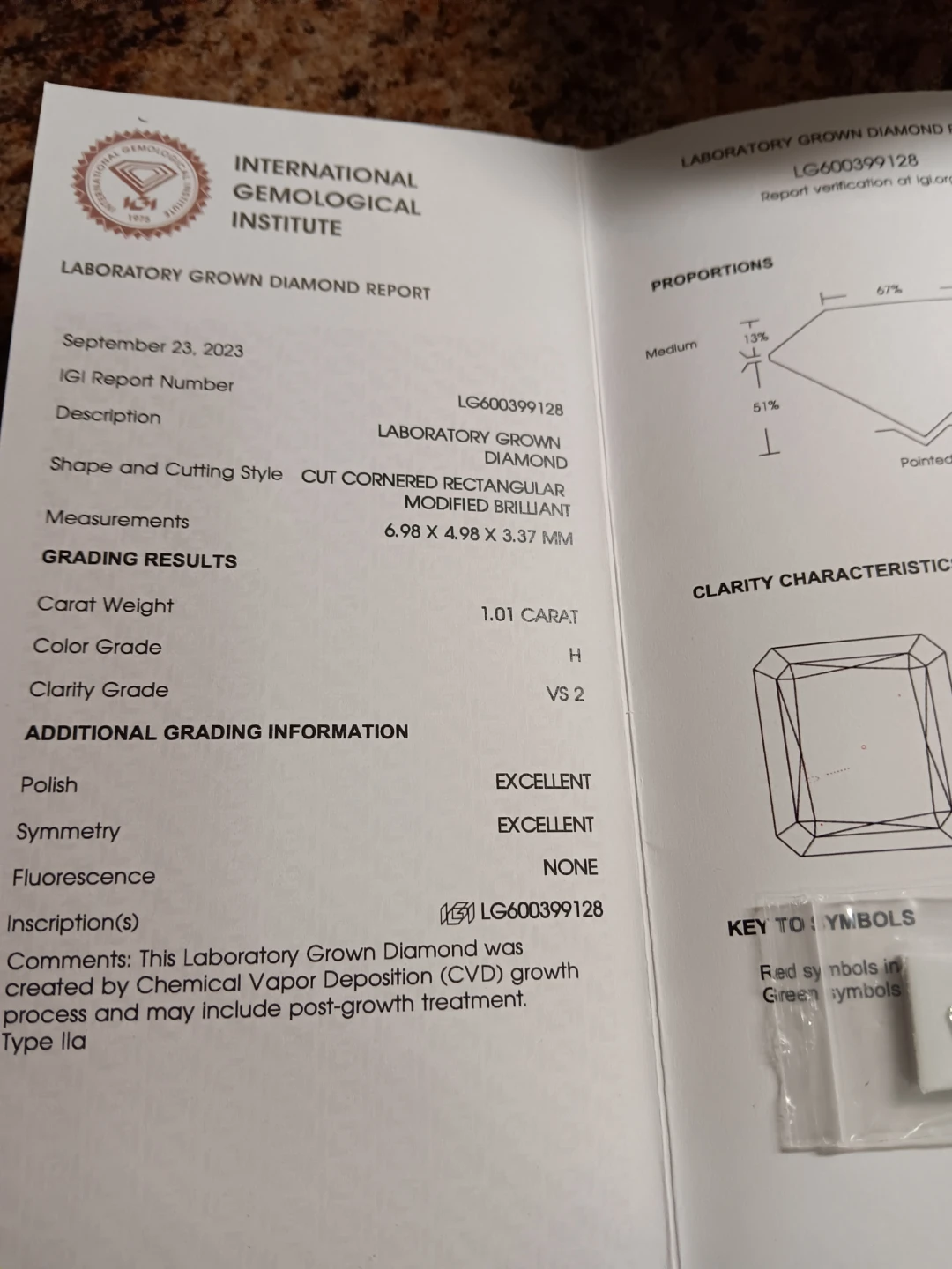 1.01 Carat Laboratory Grown Diamond - H Color, VS2 Clarity - photo 3