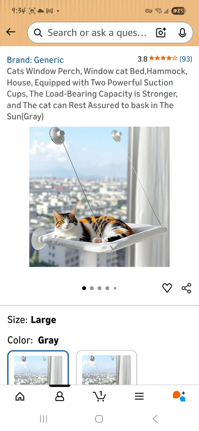 Cat Window Perch - Gray