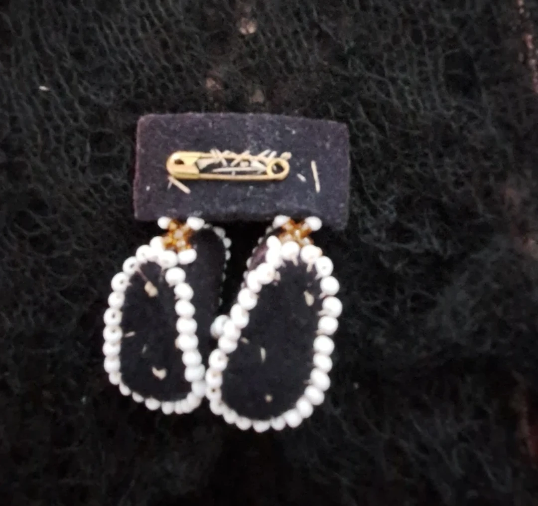 Handcraft Pairs Native Beaded shoes Drop Earing Brooch - photo 2