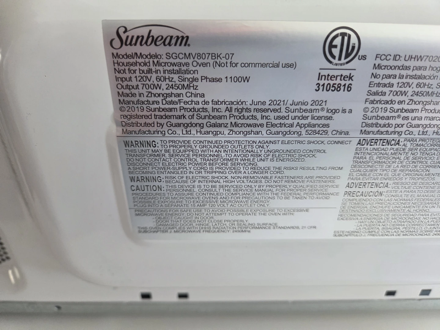 Sunbeam Microwave Oven 700Watt - photo 3