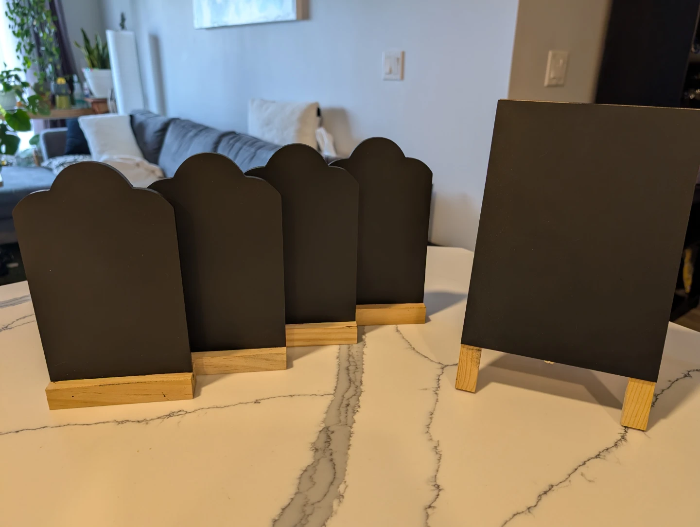 Set of 5 Chalkboard Signs with Wooden Stands